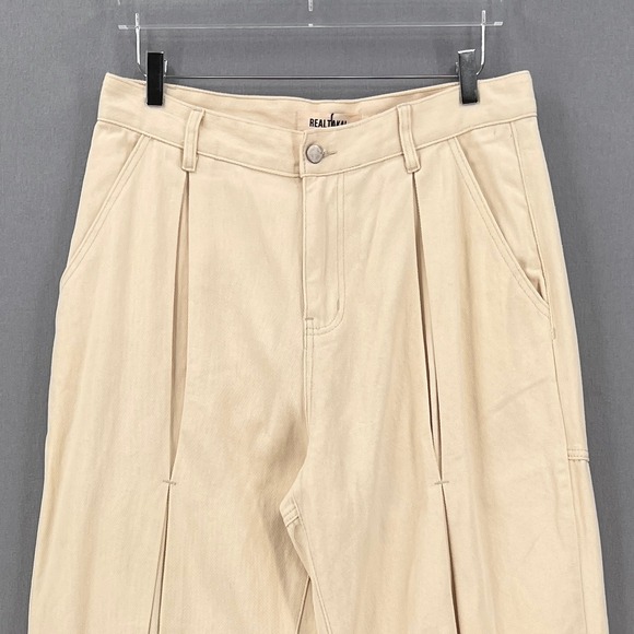 REALTAKAi RT Pleated Front Straight Leg Jeans Mens US Large Cream Split Leg NEW - Picture 7 of 14